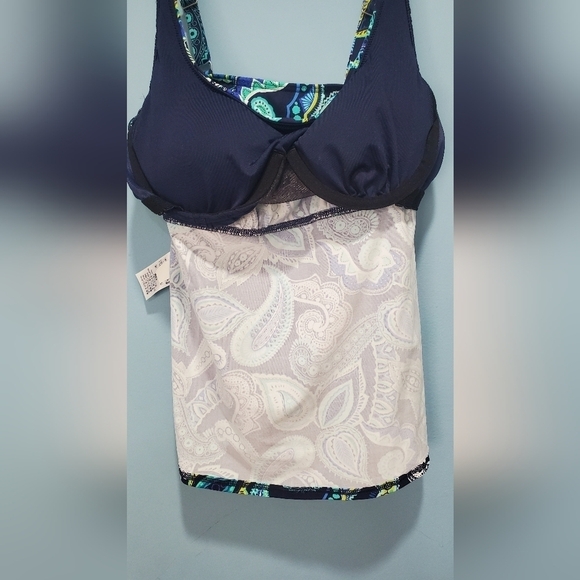 Lands' End Paisley Swim Tankini Women's Swim Top Size 6 - Picture 9 of 12